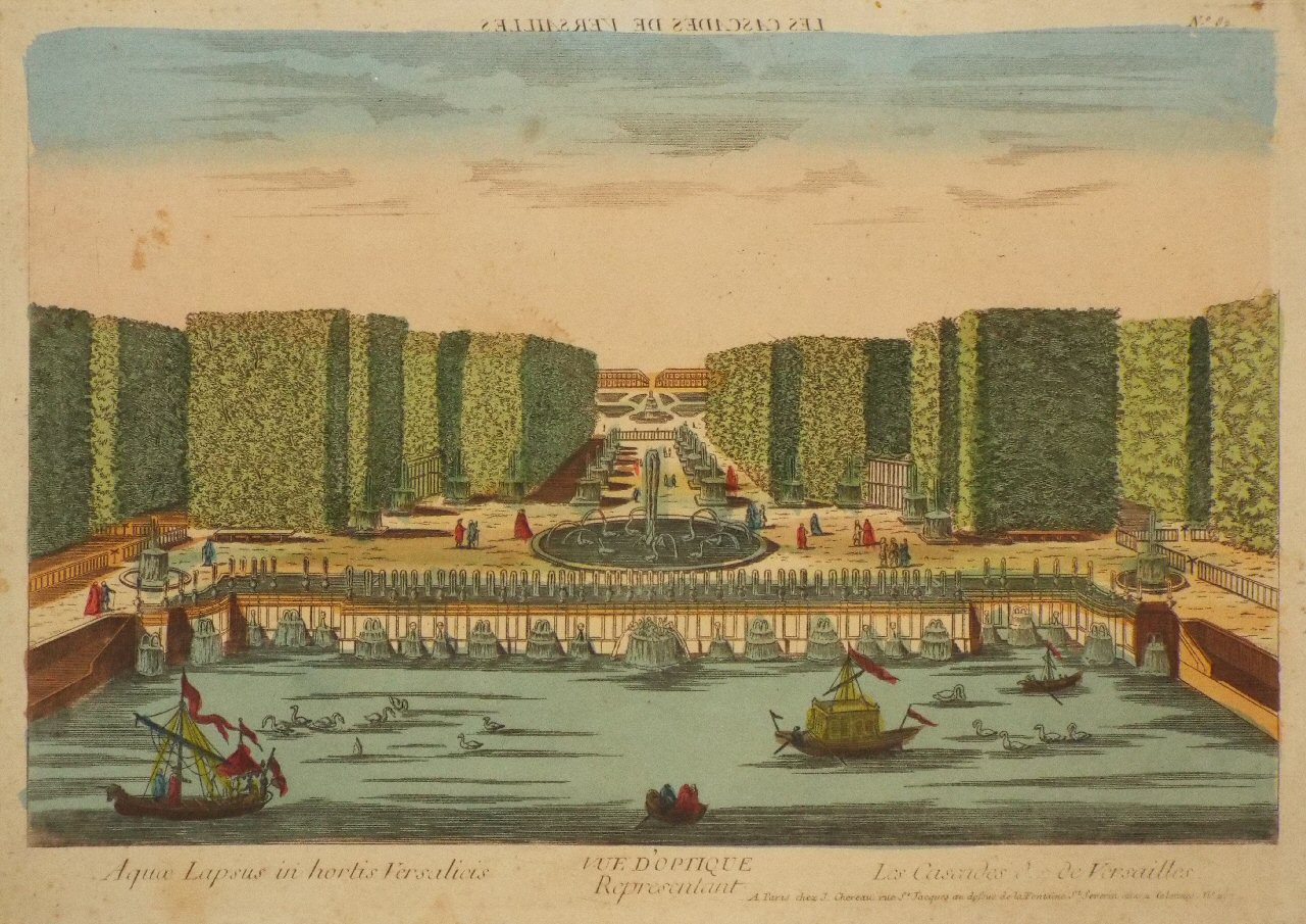 Print - Vue d'optique representant Les Cacades de Versailles